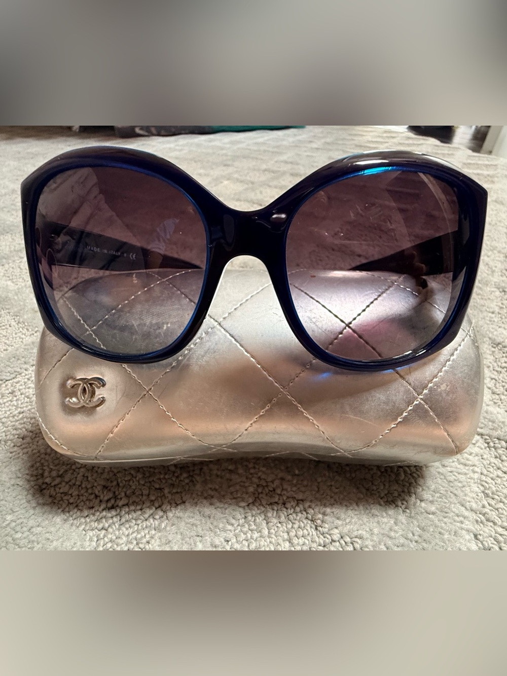 CHANEL Oversized Sunglasses in Deep Blue with Gradient Lenses